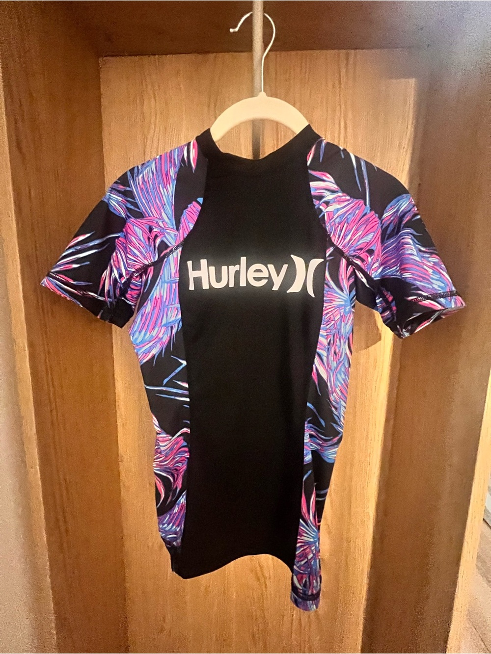 Hurley Black Rash Tee with Purple and Pink Wave Panels